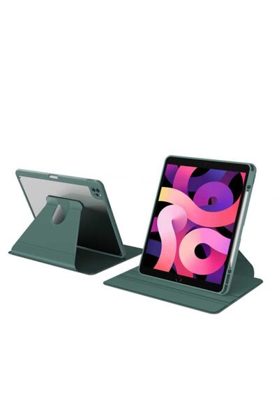 UnDePlus Apple Ipad Pro 12.9 5. Nesil Kılıf Şeffaf Dönebilen Kalem Bölmeli A2...