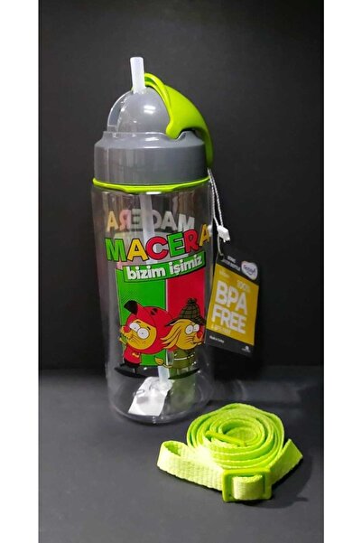 Gıpta Tritan Water Bottle with Straw and King Shakir Pattern 500 Cc Green