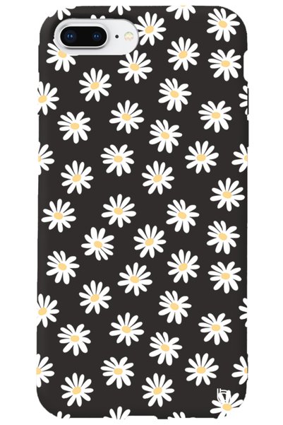 WANNA PROTECT iPhone 7 Plus Black Color Premium Velvet Daisy Patterned Silico...