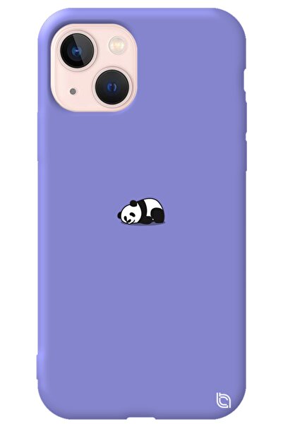WANNA PROTECT Iphone 13 Lila Renkli Premium Içi Kadifeli Panda Desenli Siliko...