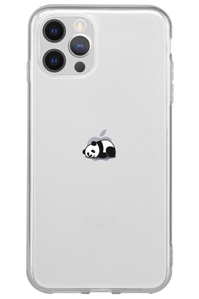 WANNA PROTECT Iphone 13 Pro Max Panda Desenli Silikon Şeffaf Telefon Kılıfı