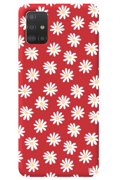 WANNA PROTECT Samsung A51 Red Color Premium Velvet Daisy Patterned Silicone P...
