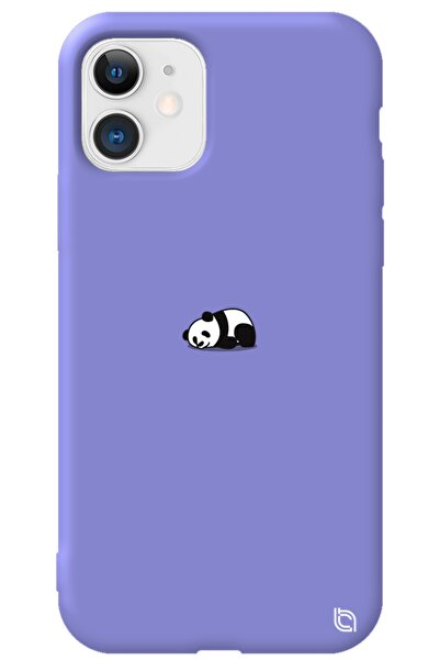 WANNA PROTECT Iphone 11 Lila Renkli Premium Içi Kadifeli Panda Desenli Siliko...