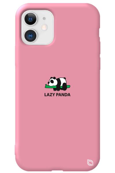 WANNA PROTECT iPhone 12 Pink Color Premium Velvet Panda Patterned Silicone Ph...