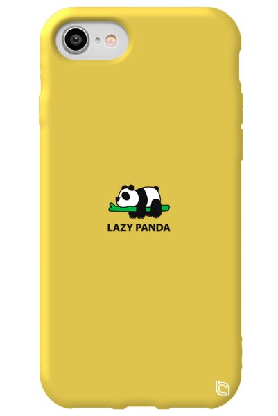 WANNA PROTECT iPhone 8 Yellow Color Premium Velvet Panda Patterned Silicone P...