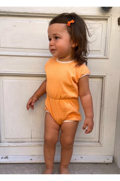EYC BABY Orange Baby Bodysuit with Elastic Waist