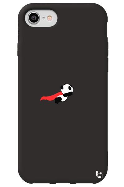 WANNA PROTECT iPhone 8 Black Color Premium Velvet Panda Patterned Silicone Ph...