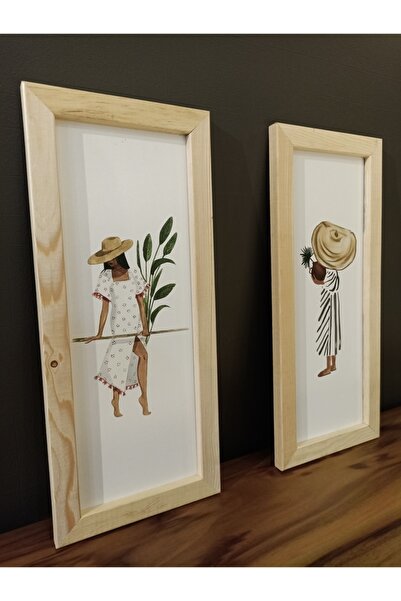 woodhomeworks Gerçek Ahşap Salon Dekor 2li Bohem