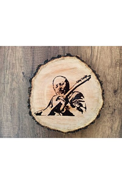 Umut Atölyesi Doğal Ağaç Üzerine Neşet Ertaş (ahşap Yakma) Portre