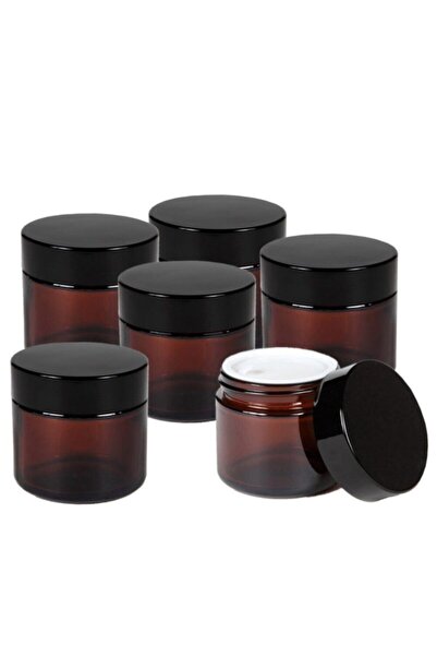 mahsaboutique Mahsa Boutique 2 Adet Amber Kahverengi 50ml Cam Krem Kavanozu