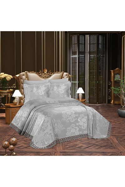 Prestij Home TEKSTİL Arya Bedspread for Double 250x250 Cm Gray
