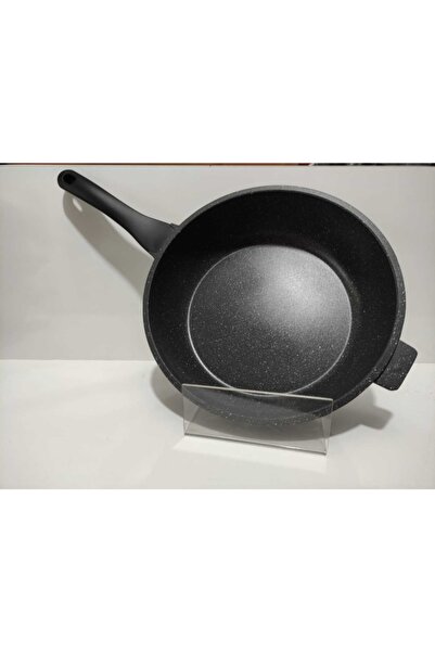 ThermoAD Granit Kendinden Kulplu Derin Tava 28 Cm Gri + Cam Kapak