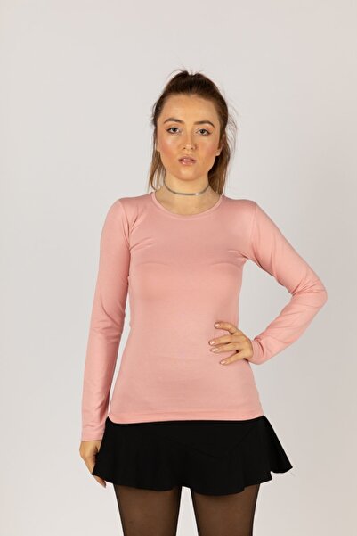 NOBLE STORE Γυναικείο μακρυμάνικο Lycra κορμάκι με στρογγυλή λαιμόκοψη