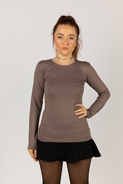 NOBLE STORE Γυναικείο μακρυμάνικο κορμάκι Lycra με στρογγυλή λαιμόκοψη