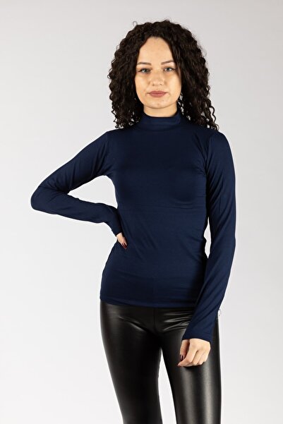 NOBLE STORE Body din bumbac pieptănat cu mânecă lungă Half Fisherman
