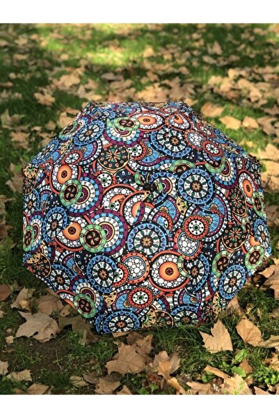 Genel Markalar Etnik Desenli Kadın Rüzgârda Dayanıklı Şemsiye, Turuncu Renk