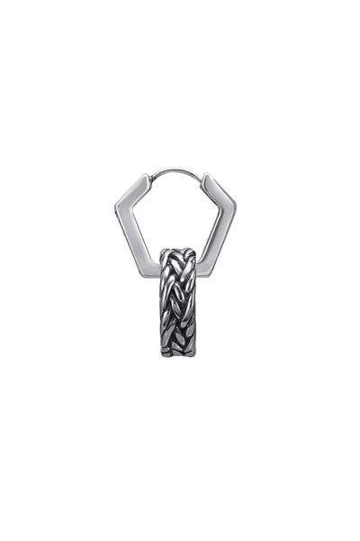 northstarshop Large Antique Weave Design Snap-on Hexagon Tribal Men's 316l Steel Earrings with Hoop Accessories (single)?