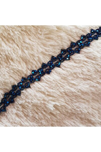 Handmade By HLY Handmade Antique Blue Color Ivy Crystal Choker