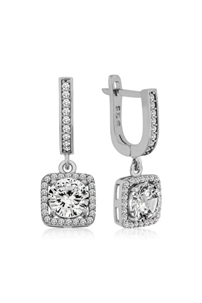 Enes Gümüş Kare Form 925 Ayar Gümüş Küpe