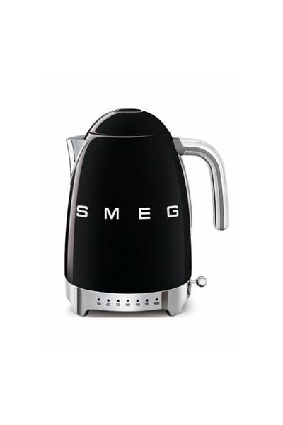 SMEG Klf04bleu غلاية فولاذية سوداء بقوة 2400 واط وسعة 1.7 لتر