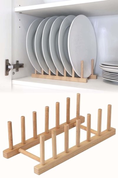 Binbirreyon Bambu Tabaklık Bardaklık Kitap Organizer Ikea Tencere Kapağı Orga...