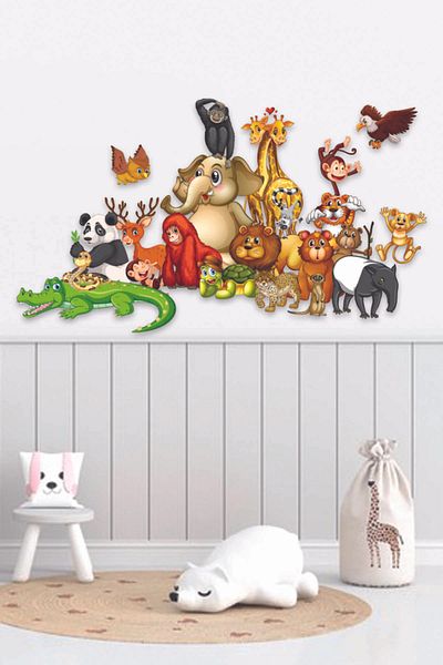 Sepet Yıldızı Children's Room Wall Sticker - Friends Animals 110x65 cm
