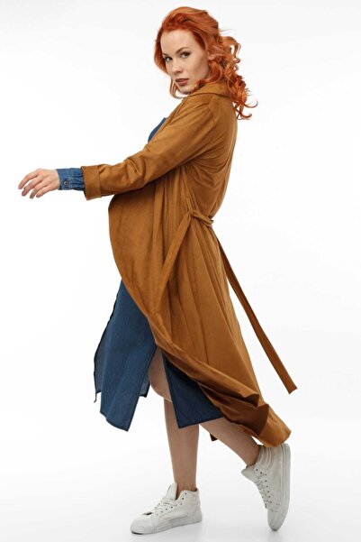 Pitti Women's Taba Suede Long Jacket 60279