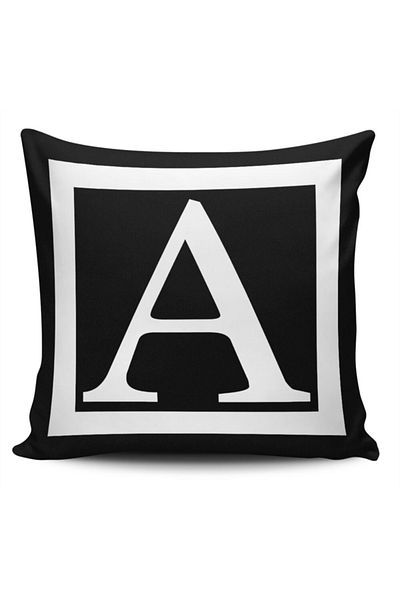 Alacastore Literă de pernă cu imprimare digitală alb-negru-o literă