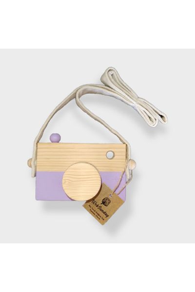 websunday Wooden Waldorf Photo Camera, Educational Baby Camera Toy 2 3 4 5 6 Years Old Boy Girl-lilac
