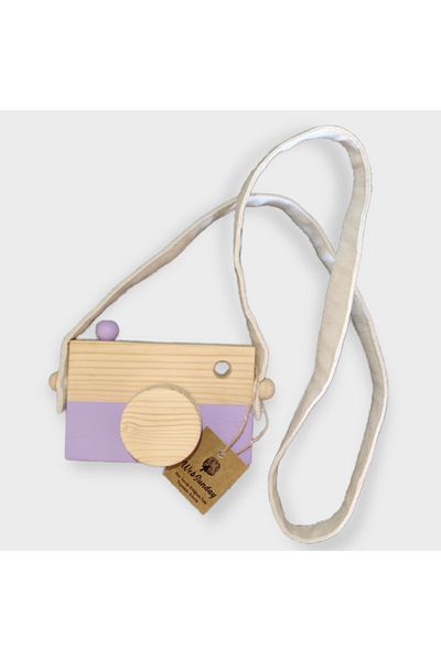 websunday Wooden Waldorf Photo Camera, Educational Baby Camera Toy 2 3 4 5 6 Years Old Boy Girl-lilac