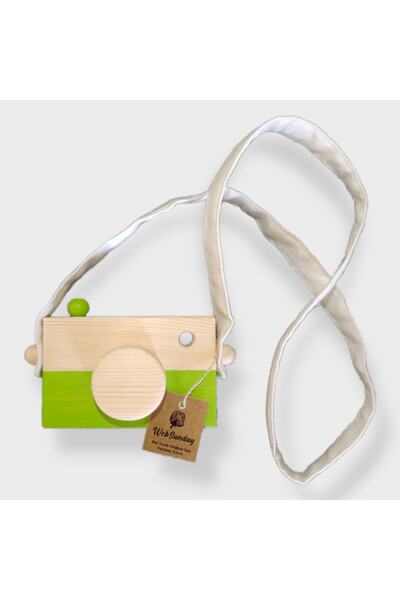 Wooden Waldorf Camera, Educational Baby Camera Toy 2 3 4 5 6 Year Old Boy Girl-peanut Green