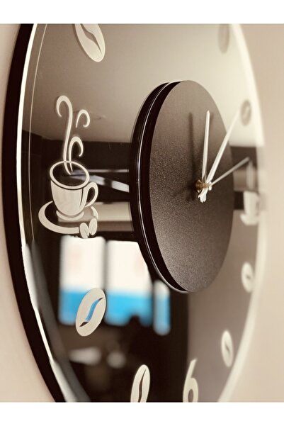 Amorf Design Coffee Çekirdekli Dekoratif Ledli Duvar Saati