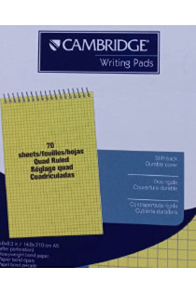Mead Cambridge A5 70 Yaprak Kareli Bloknot Defter - Sarı