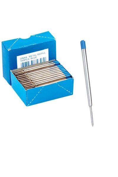 Mikro Ballpoint Spare Parker Type Metal Blue - (100 Pieces)