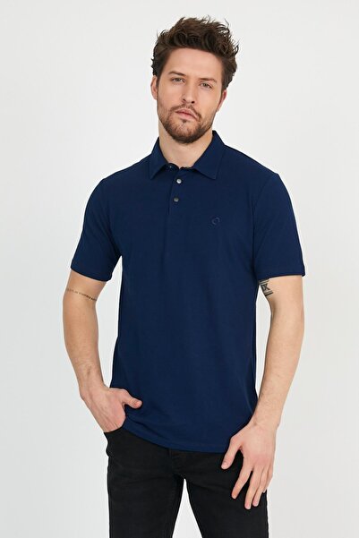 ENQUE تي شيرت رجالي أساسي بياقة بولو ومريح باللونين الأسود والأرجواني