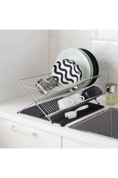 IKEA Bulaşık Pedi Uzunluk: 44 Cm İkea Bulaşık Kurutma Örtüsü Bulaşıklık Altı Koyu Gri Polyester