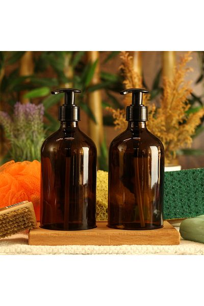 Hobi Demir Sanat Συσκευασία 2 500 ml Κεχριμπάρι Καφέ Γυάλινο Μπουκάλι χωρίς ετικέτα