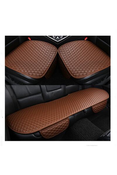 Tegin Front and Rear Set Seat Cushion Cover Tan Leather Tan Color