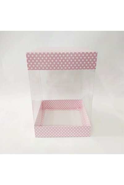 kadir kutu 20x20x30 Pembe Puantiyeli Kutu 1'li