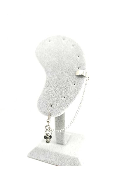 Fugusugu Lill Skull Gotik Zincirli Tragus Sıkıştırma Küpe
