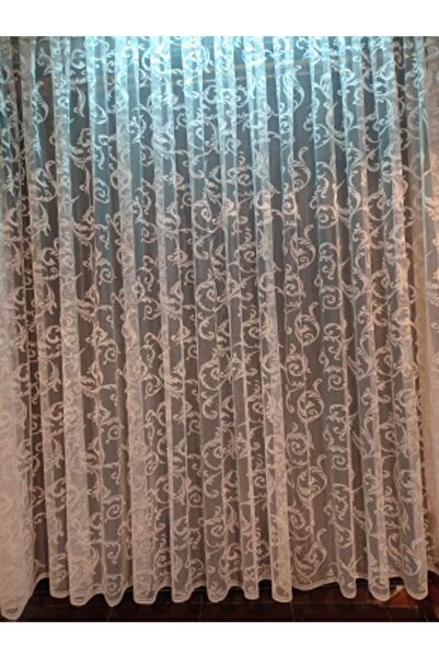 DNZEVGEREÇLERİ Şal Desen Örme 1/2 Pileli Modern Tül Perde
