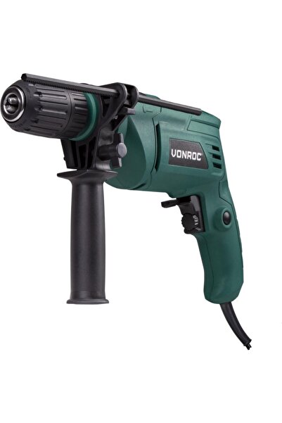 VONROC Darbeli Matkap – 500w – Anahtarsız Mandren – Dahil. Yan Tutamak, Derinlik Durdurucu