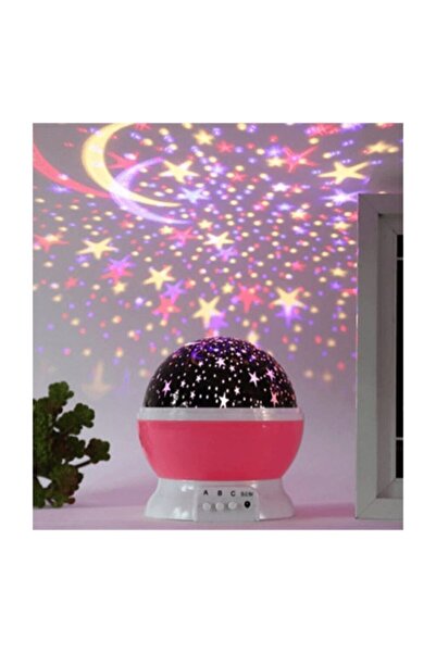 HediyeFilesi Dönen Projeksiyon Gece Lambası Star Master Ay Yıldız Led - Pembe