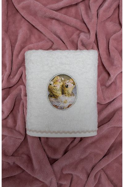 Class 50x90 Cotton Curl Embroidered Hand Face Towel Flowers V1