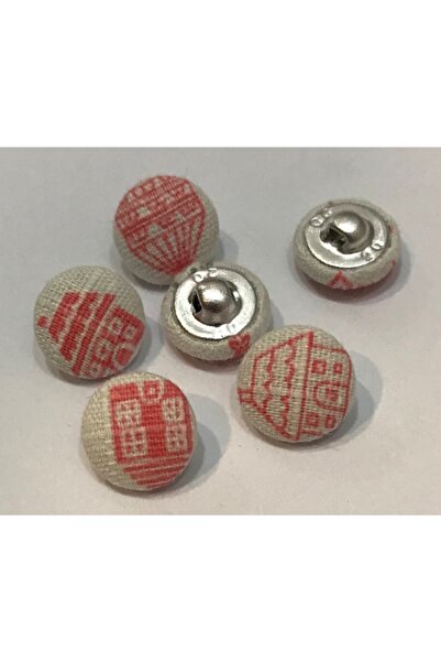 Kartopu Fabric Covered Button 6 Pcs. 1.3 Cm. Color: Pink House