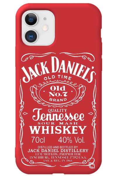WANNA PROTECT Iphone 11 Kırmızı Renkli Premium Içi Kadifeli Whiskey Desenli S...