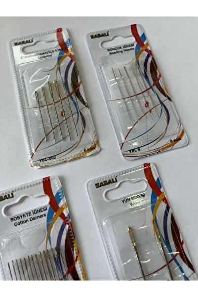 Yabalı Iğne Paketi 4 Lü Set Boncuk Etamin Kanaviçe Sosyete Yün Iğnesi