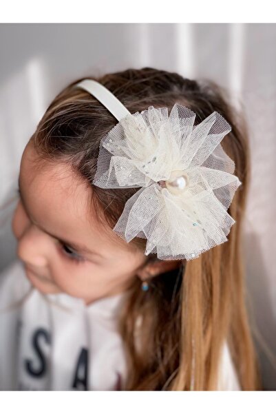 QUEEN AKSESUAR Coroană de lux cu tul tutu, cu fundă, cu sclipici strălucitor, cu perle, pentru copii și adulți, alb ecru