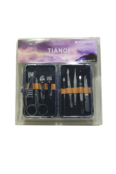 TIANQIU Tıanqı Nail Clipper with Bag Tweezers File 9 Pieces Manicure Pedicure Set