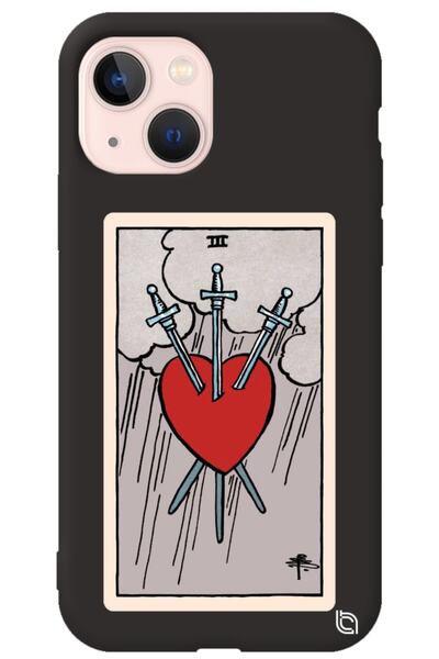 WANNA PROTECT iPhone 13 Black Color Premium Velvet Inside Tarot Heart Pattern...